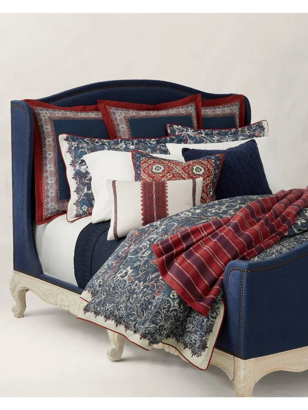 Ralph Lauren Mirabelle Queen Duvet Cover Blue Floral Cotton 94” X 96” NWOT